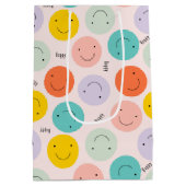 笑顔カラフルの幸せ顔模様 ミディアムペーパーバッグ (裏面)