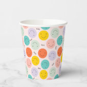 笑顔カラフルの幸せ顔模様 紙コップ (左)
