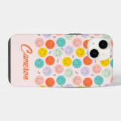 笑顔カラフルの幸せ顔模様 iPhoneケース (裏面横)