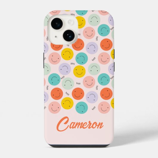 笑顔カラフルの幸せ顔模様 iPhoneケース (裏面)