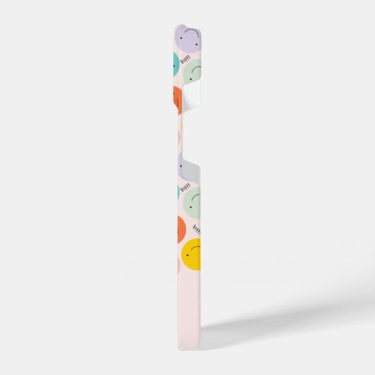 笑顔カラフルの幸せ顔模様 iPhoneケース (左側面)