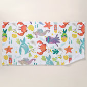 笑顔カラフルの海獣 ビーチタオル (正面)