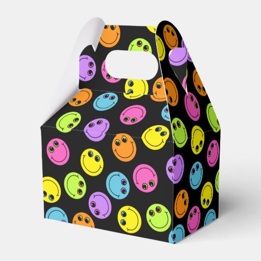 笑顔カラフルの絵文字顔を黒 フェイバーボックス (裏面サイド)