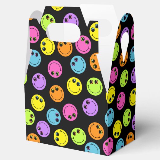 笑顔カラフルの絵文字顔を黒 フェイバーボックス (オープン)