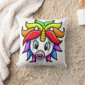 笑顔カラフルユニコーン装飾用クッション クッション (ブランケット)