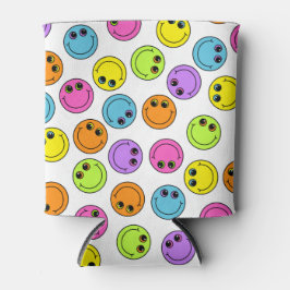 笑顔カラフル絵文字顔 缶クーラー