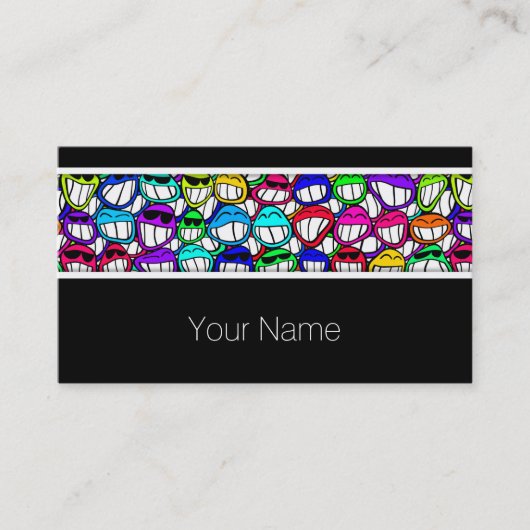 笑顔クール顔グループ+テキストとアイディア 名刺 (正面)