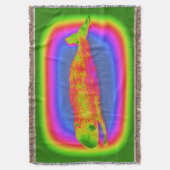 笑顔サイケデリックの鯨投げ毛布 スローブランケット (正面縦)