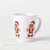 笑顔ジンジャーブレッドマンサンタクリスマスホリデー カフェラテマグ (右アングル)