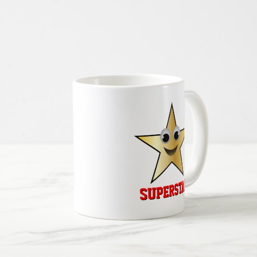 笑顔スーパースターキャラクター金ゴールドカラースター コーヒーマグカップ (正面右)