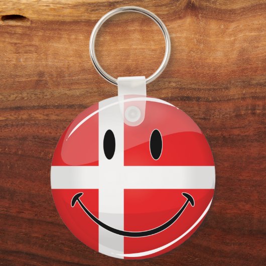 笑顔デンマーク国旗 キーホルダー (正面)