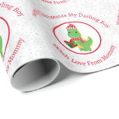 笑顔パーソナライズされたのクリスマス恐竜 ラッピングペーパー (ロールコーナー)