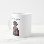 笑顔パーソナライズされたの女性の卒業 コーヒーマグカップ (正面左)