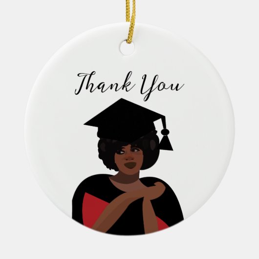 笑顔パーソナライズされたの女性の卒業 セラミックオーナメント (正面)