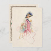 笑顔ビクトリアンの母と娘のホリデーポスト シーズンポストカード (正面/裏面)