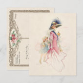 笑顔ビクトリアンの母と娘のホリデーポスト シーズンポストカード (正面/裏面)