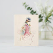 笑顔ビクトリアンの母と娘のホリデーポスト シーズンポストカード (スタンド正面)