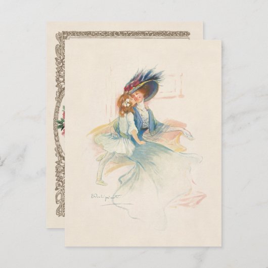 笑顔ビクトリアンの母と娘 シーズンポストカード (正面/裏面)