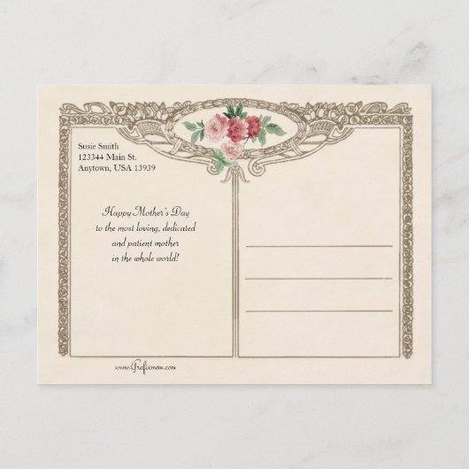 笑顔ビクトリアンの母と娘 シーズンポストカード (裏面)