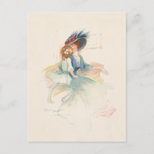 笑顔ビクトリアンの母と娘 シーズンポストカード (正面)