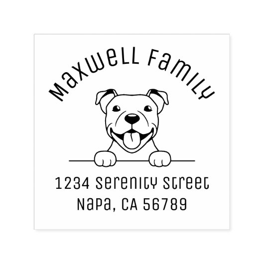 笑顔ピットブルドッグアーチファミリーアドレス セルフインキングスタンプ (デザイン)