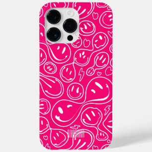 笑顔モダンの顔スマイルパターンピンクスタイリッシュ色 Case-Mate iPhone 14 PRO MAXケース