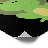 笑顔保のかわいい緑のベビーカエル ポスター (角)