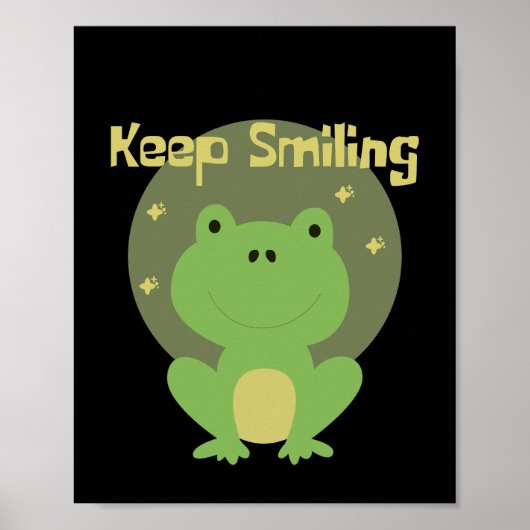 笑顔保のかわいい緑のベビーカエル ポスター (正面)