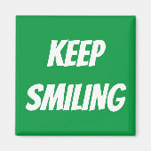 笑顔保の緑の白い磁石 マグネット (正面)