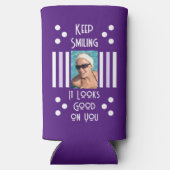 笑顔保2枚の写真ストライプを追加 スリム缶クーラー (裏面)