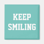 笑顔保、ティール（緑がかった色）ホワイトマグネット マグネット (正面)