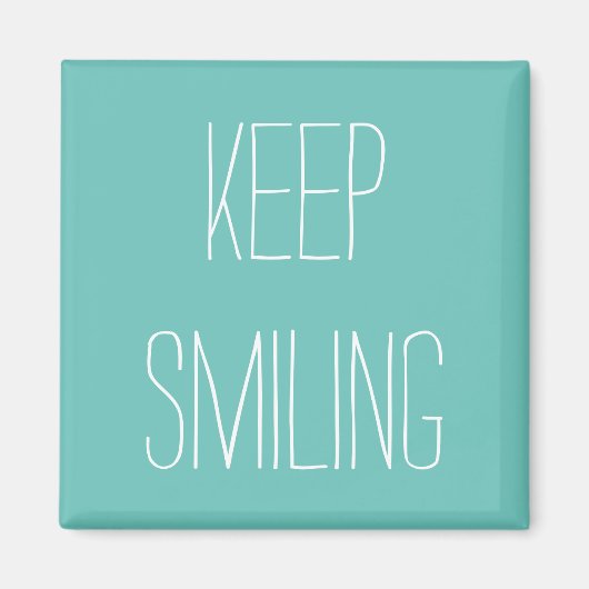 笑顔保、ティール（緑がかった色）ホワイトマグネット マグネット (正面)