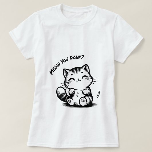 笑顔子猫喜び:かわいい猫ティー Tシャツ (デザイン正面)