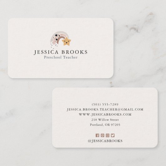 笑顔射撃、 発砲スタープリスクール先生 名刺 (正面/裏面)