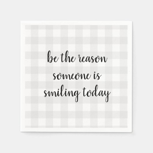 笑顔引用文ジンガムパターンリース スタンダードカクテルナプキン (正面)