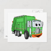 笑顔間抜けのごみトラック漫画 ポストカード (正面/裏面)