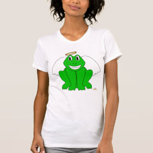 笑顔間抜けのグリーンカエル天使 Tシャツ