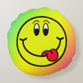 笑顔間抜け顔絵文字虹丸枕 ラウンドクッション (裏面)