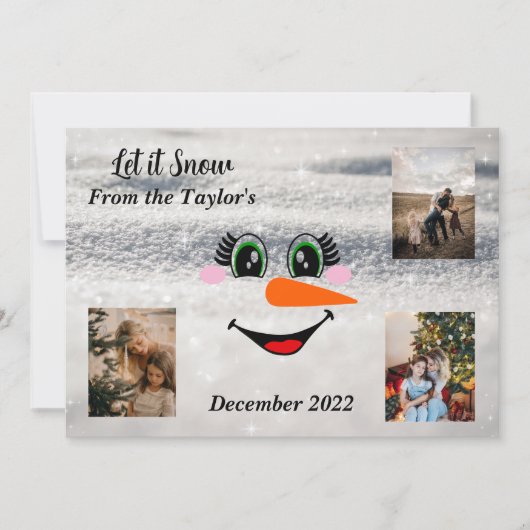 笑顔雪だるまクリスマスフォトカード シーズンカード (正面)