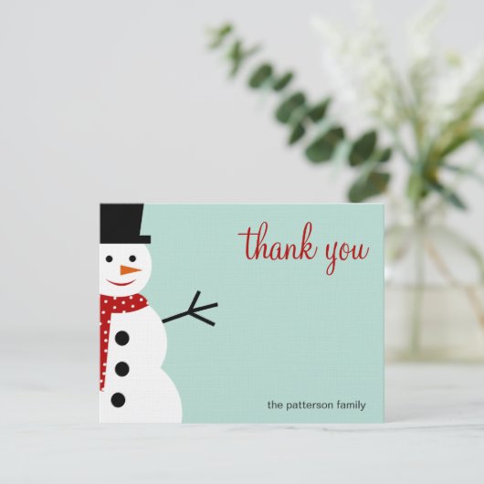 笑顔雪だるまクリスマス/休日サンキューカード サンキューカード (スタンド正面)