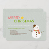 笑顔雪だるまホリデーパーティー招待状 招待状 (正面/裏面)