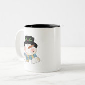 笑顔雪だるまTシャツとギフト ツートーンマグカップ (正面左)