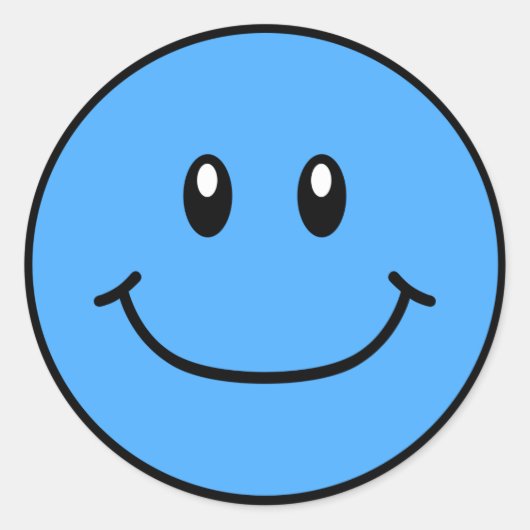 笑顔顔スタンプ青0001 ラウンドシール (正面)