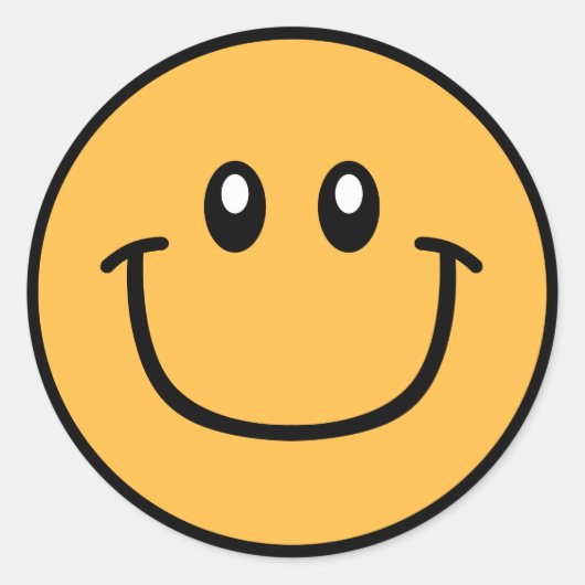 笑顔顔ステッカーオレンジ0003 ラウンドシール (正面)