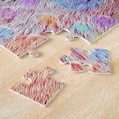 笑顔、カラフルオオヤマネコ – 抽象芸術 ジグソーパズル (側面)