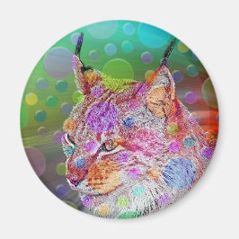 笑顔、カラフルオオヤマネコ – 抽象芸術 マグネット