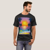  笑顔... ビーチにいます – 楽しい夏の気分  Tシャツ (正面フル)