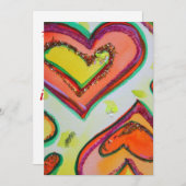 笑2つのハートカスタム招待状または招待状 招待状 (正面/裏面)