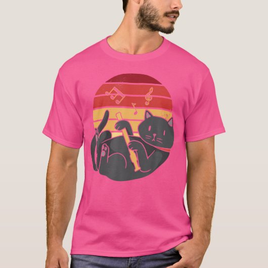 笛おもしろい吹き猫 – フルート Tシャツ (正面)