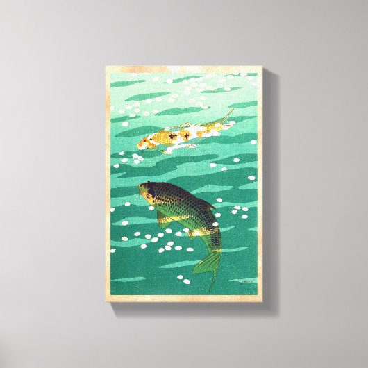 笠松コイ魚の池の日本美術 キャンバスプリント (正面)